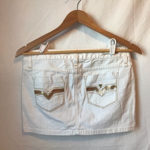 Vintage GUESS jeweled white denim mini skirt size 27